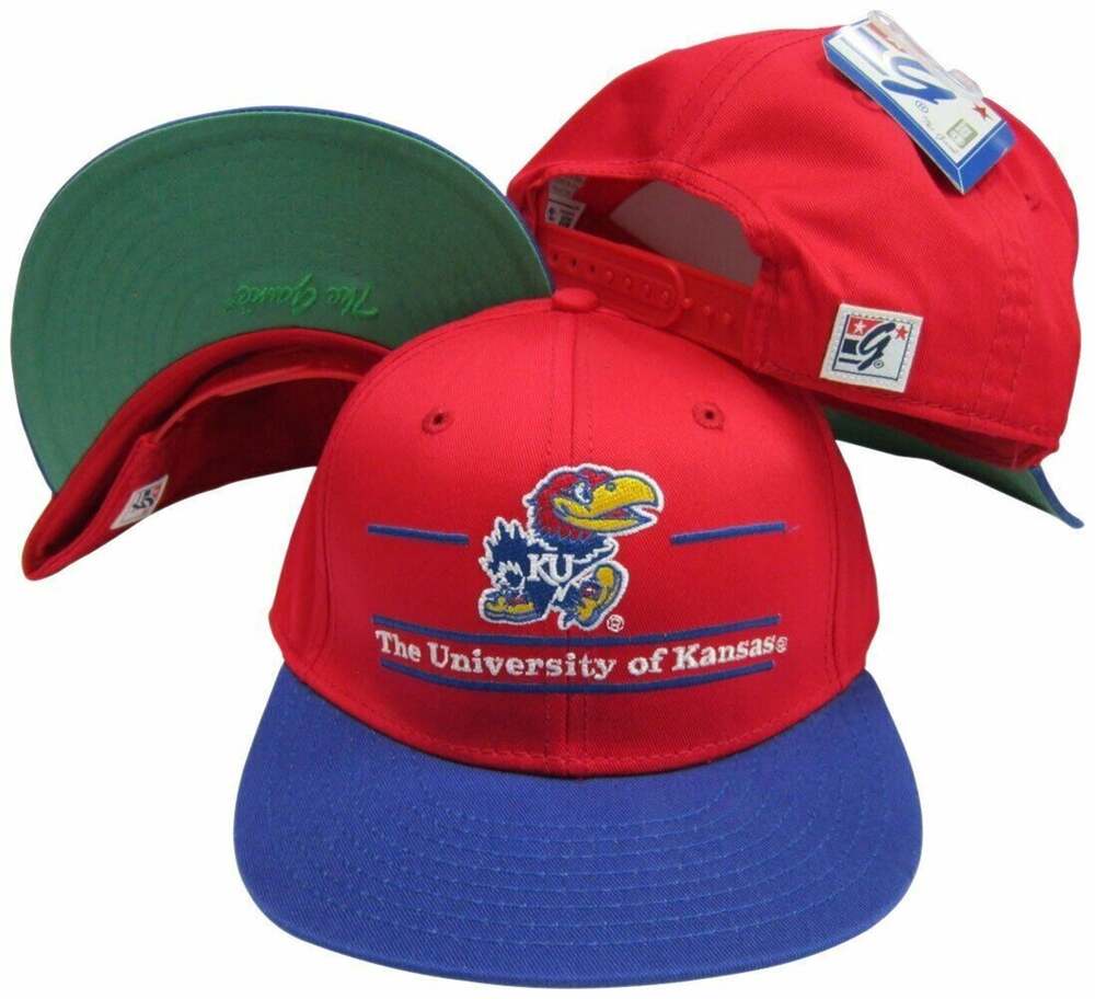 The Game Vintage Classic Split Bar Kansas Jayhawks Snapback Hat / Cap
